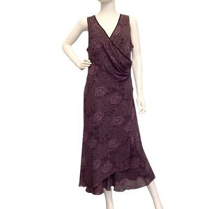Jones New York 14 Faux Wrap Dress Elegant Purple Ruched Fairy Whimsigoth